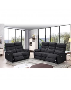 Divano 2 Posti 2 Recliner Elettrici Brienz Colore Grigio Scuro
