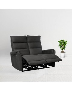 Divano 2 Posti 2 Recliner Elettrici Effetto Nabuk Thun Colore Grigio