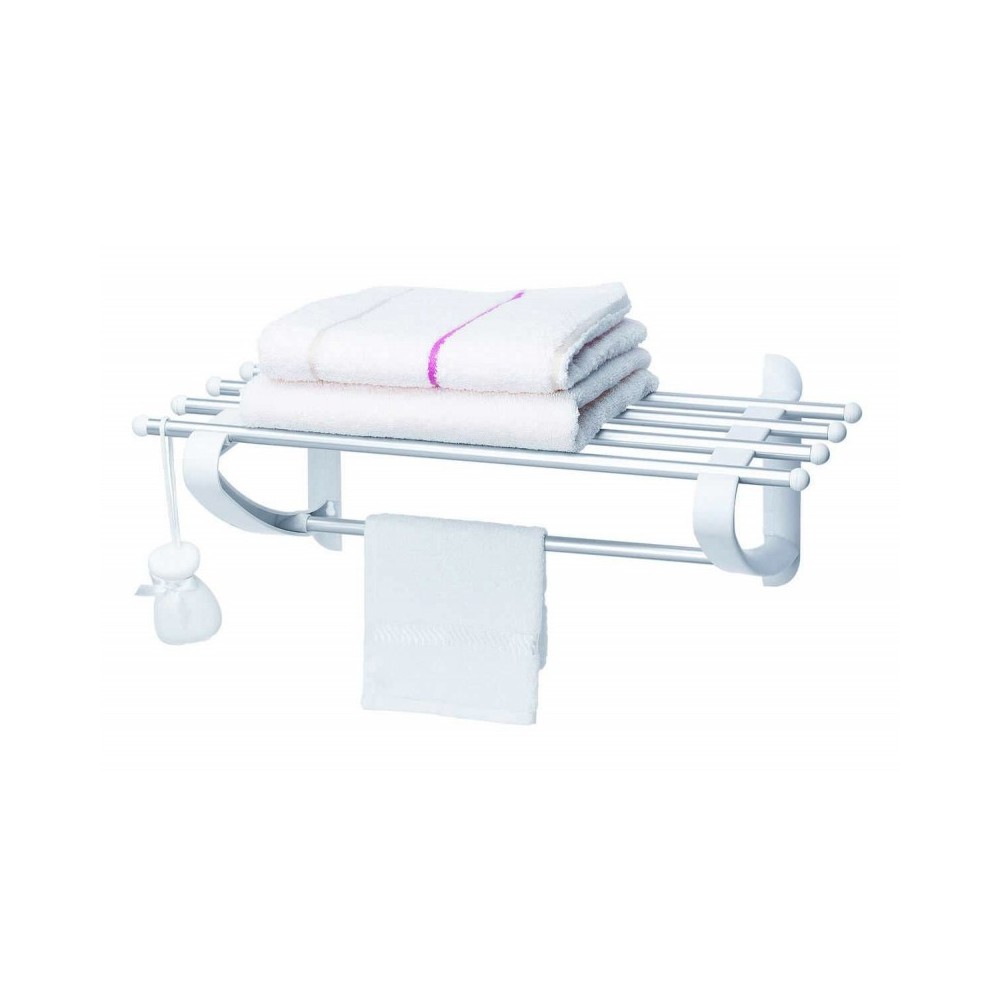 Mensola con porta asciugamani KB1201 bianca 50x29,5x20h