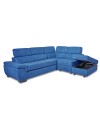 Divano letto estraibile tessuto ocean con penisola reversibile Lughen Roma26 280x230x85h