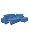 Divano letto estraibile tessuto ocean con penisola reversibile Lughen Roma26 280x230x85h