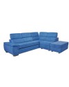 Divano letto estraibile tessuto ocean con penisola reversibile Lughen Roma26 280x230x85h