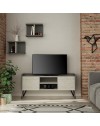 Mobile porta Tv 2 ante Klappe 125,5x33x56,5 bianco vintage e struttura antracite con
