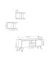 Mobile porta Tv 2 ante Klappe 125,5x33x56,5 bianco e struttura rovere