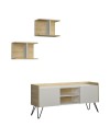 Mobile porta Tv 2 ante Klappe 125,5x33x56,5 bianco e struttura rovere