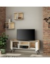 Mobile porta Tv 2 ante Klappe 125,5x33x56,5 bianco e struttura rovere