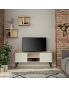 Mobile porta Tv 2 ante Klappe 125,5x33x56,5 bianco e struttura rovere