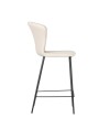 Sgabello con gambe in metallo nero e schienale avvolgente beige Core