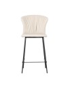 Sgabello con gambe in metallo nero e schienale avvolgente beige Core