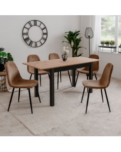 Tavolo rettangolare allungabile rovere e nero Coburg120 120x70x76,5 Prezzo