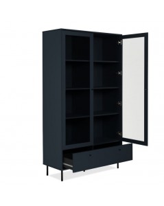 Vetrina blue navy con 2 ante a vetro e cassetto Caracas52A