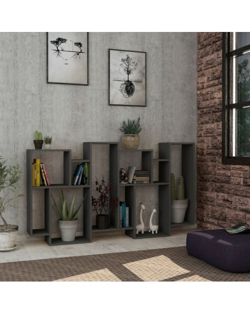 Libreria orizzontale bifacciale Karmato 96x168,5 colore antracite