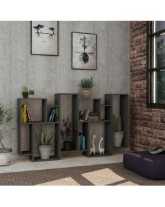 Libreria Orizzontale Bifacciale Karmato 96x168,5 Antracite Prezzo