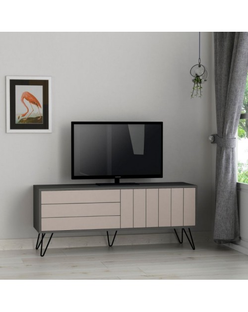 Mobile porta Tv con due ante a ribalta Piccadilly 139x36x57 colore antracite tortora