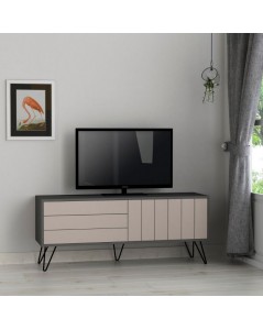 Mobile porta Tv con due ante a ribalta Piccadilly 139x36x57 colore antracite tortora