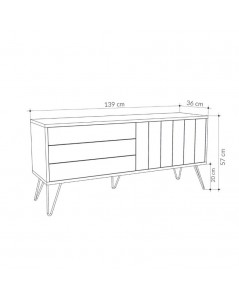 Mobile Porta Tv con due ante a ribalta Piccadilly 139x36x57 bianco