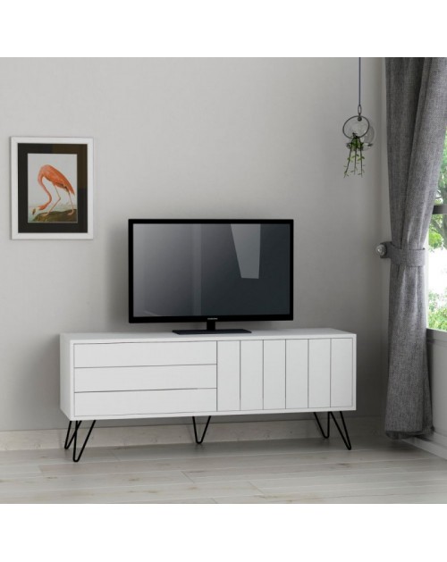 Mobile porta Tv con due ante a ribalta Piccadilly 139x36x57 colore bianco