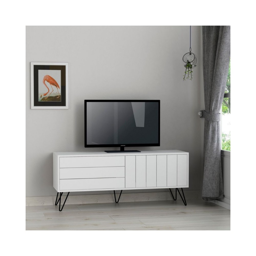 Mobile porta Tv con due ante a ribalta Piccadilly 139x36x57 colore bianco
