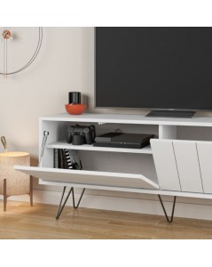 Mobile Porta Tv con due ante a ribalta Piccadilly 139x36x57 bianco