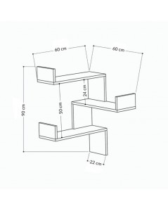 Libreria pensile angolare bianca Luksa
