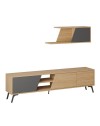 Mobile porta Tv Fiona 180X35,6X48 con mensola a parete colore rovere antracite