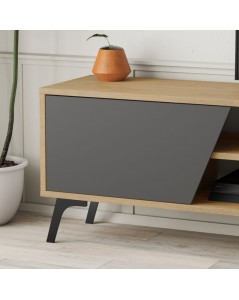 Mobile porta Tv Fiona 180X35,6X48 con mensola a parete colore rovere antracite