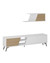 Mobile porta Tv Fiona 180X35,6X48 con mensola a parete colore bianco rovere