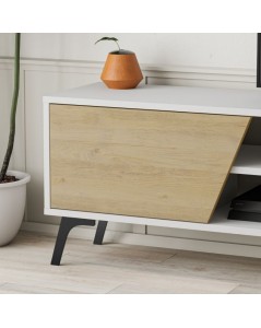 Mobile porta Tv Fiona 180X35,6X48 con mensola a parete colore bianco rovere