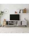 Mobile porta Tv Fiona 180X35,6X48 con mensola a parete colore bianco rovere