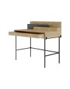 Scrivania rovere con dettagli antracite e gambe nere Leila 110x60x101