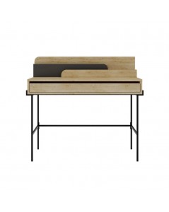 Scrivania Rovere con Dettagli Antracite e Gambe Nere Leila 110x60x101