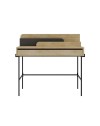 Scrivania rovere con dettagli antracite e gambe nere Leila 110x60x101
