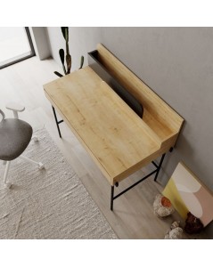 Scrivania Rovere con Dettagli Antracite e Gambe Nere Leila 110x60x101
