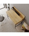 Scrivania rovere con dettagli antracite e gambe nere Leila 110x60x101