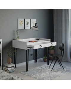 Scrivania Bianca con Gambe in Metallo e Cassetto Sponge 100x62x81,5