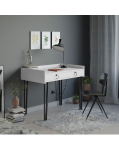 Scrivania Bianca con Gambe in Metallo e Cassetto Sponge 100x62x81,5