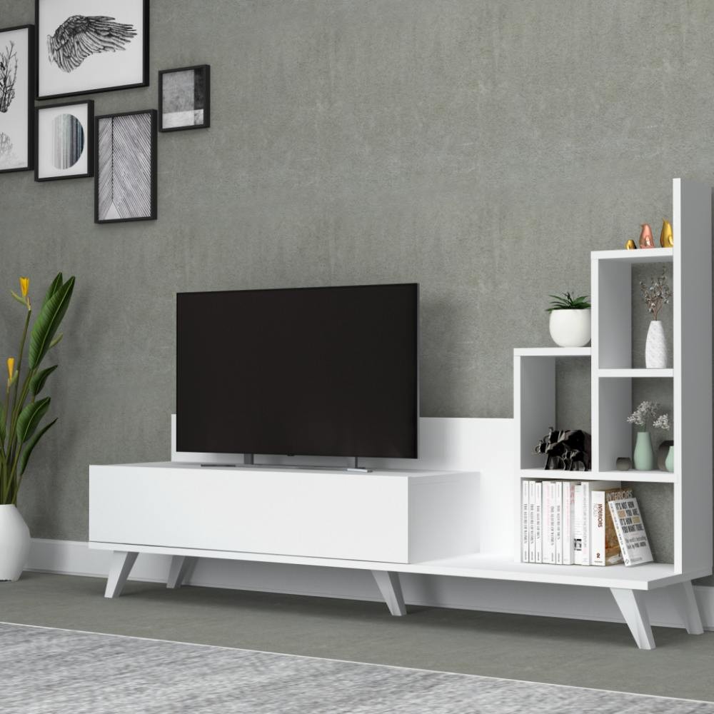 Mobile porta Tv con libreria Bingo colore bianco