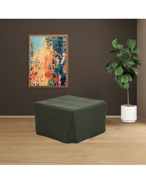 Pouf trasformabile in letto Vega tessuto verde scuro