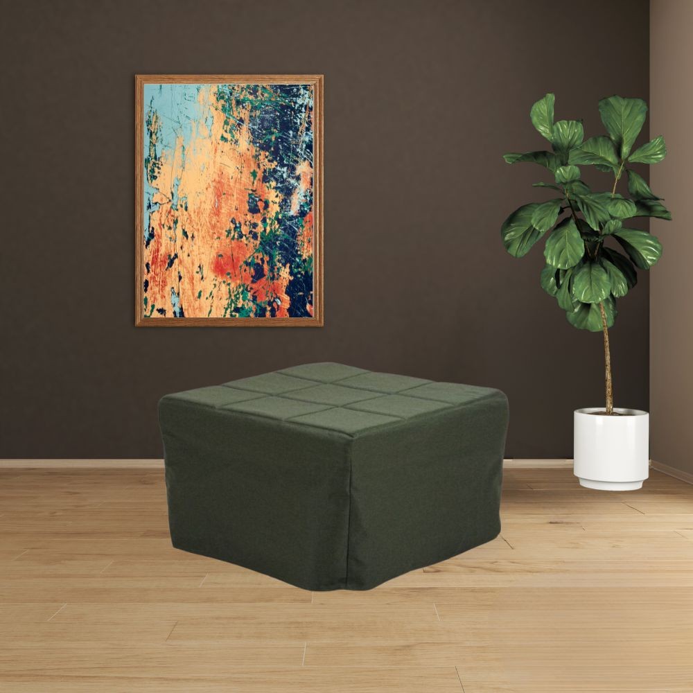 Pouf trasformabile in letto Vega tessuto verde scuro