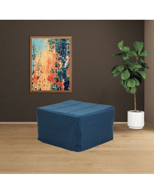 Pouf trasformabile in letto Vega tessuto blu