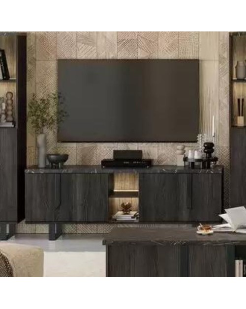 Mobile porta Tv 4 ante Zaira 165x49x60h palissandro nero