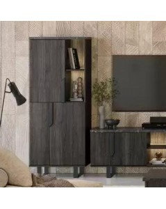 Vetrina Credenza con Anta Sinistra Palissandro Nero Zaira 61x49x181h