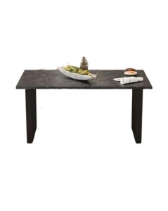 Tavolo Piano Effetto Marmo Nero e Gambe in Metallo Zaira 160x90x77h