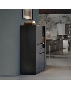 Vetrina credenza 2 ante nero Alce 117x49x157h