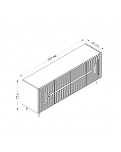 Madia 4 ante antracite Jose particolari oro 180x47x75h