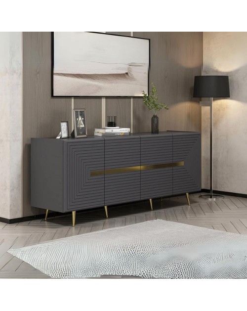 Madia 4 ante antracite Jose particolari oro 180x47x75h