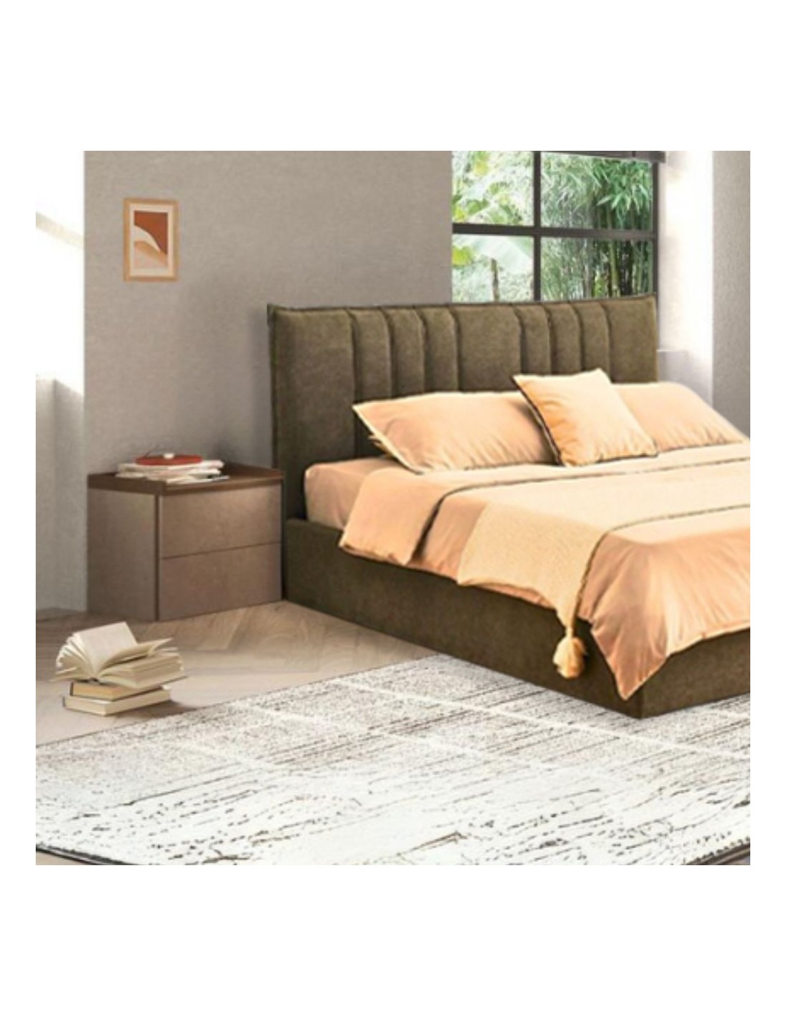 Comodino 2 cassetti bronzo e noce mercure Quinn