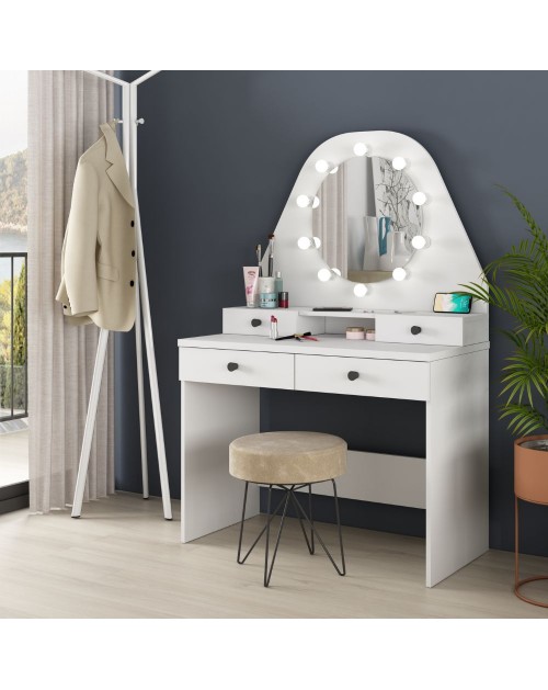 Toeletta trucco 1737 con specchio e luci Led colore bianco