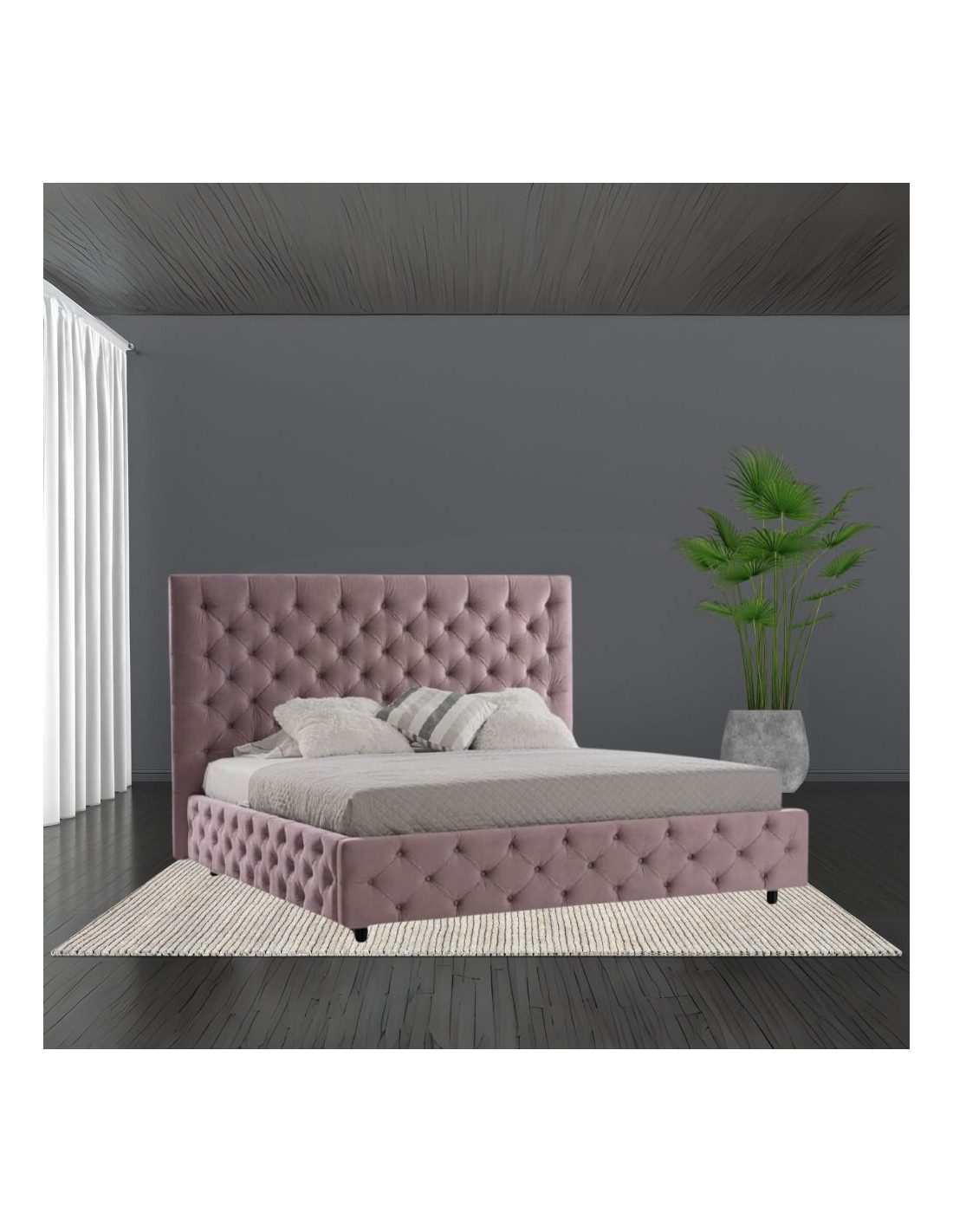 Letto matrimoniale contenitore Sondrio rosa