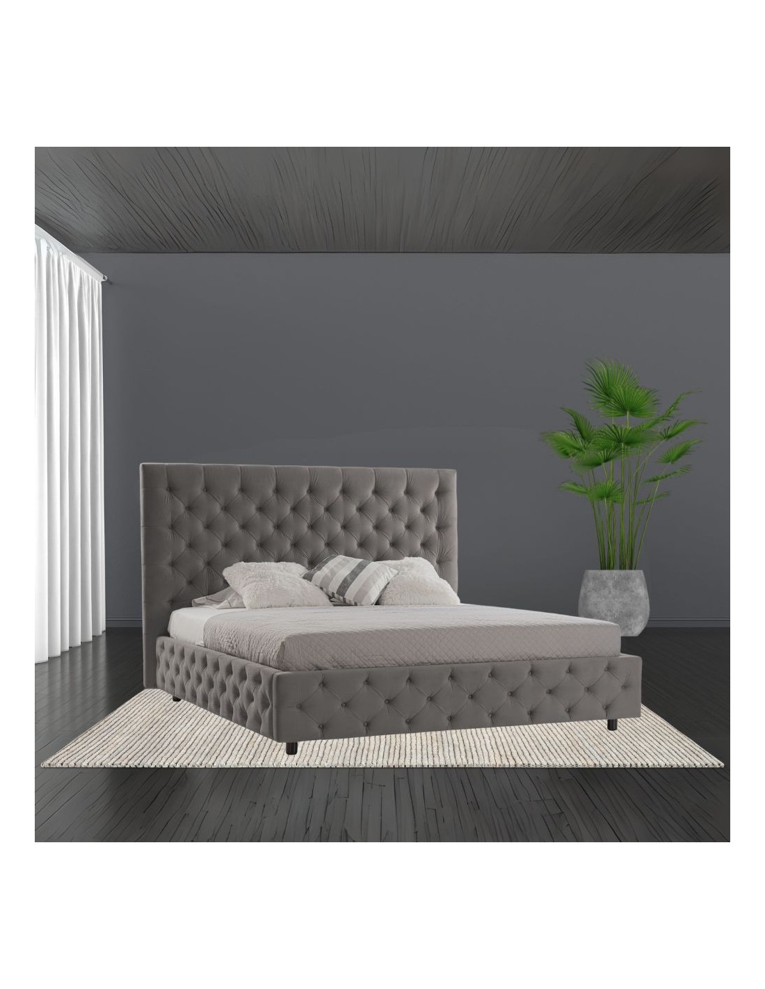 Letto matrimoniale contenitore Sondrio grigio